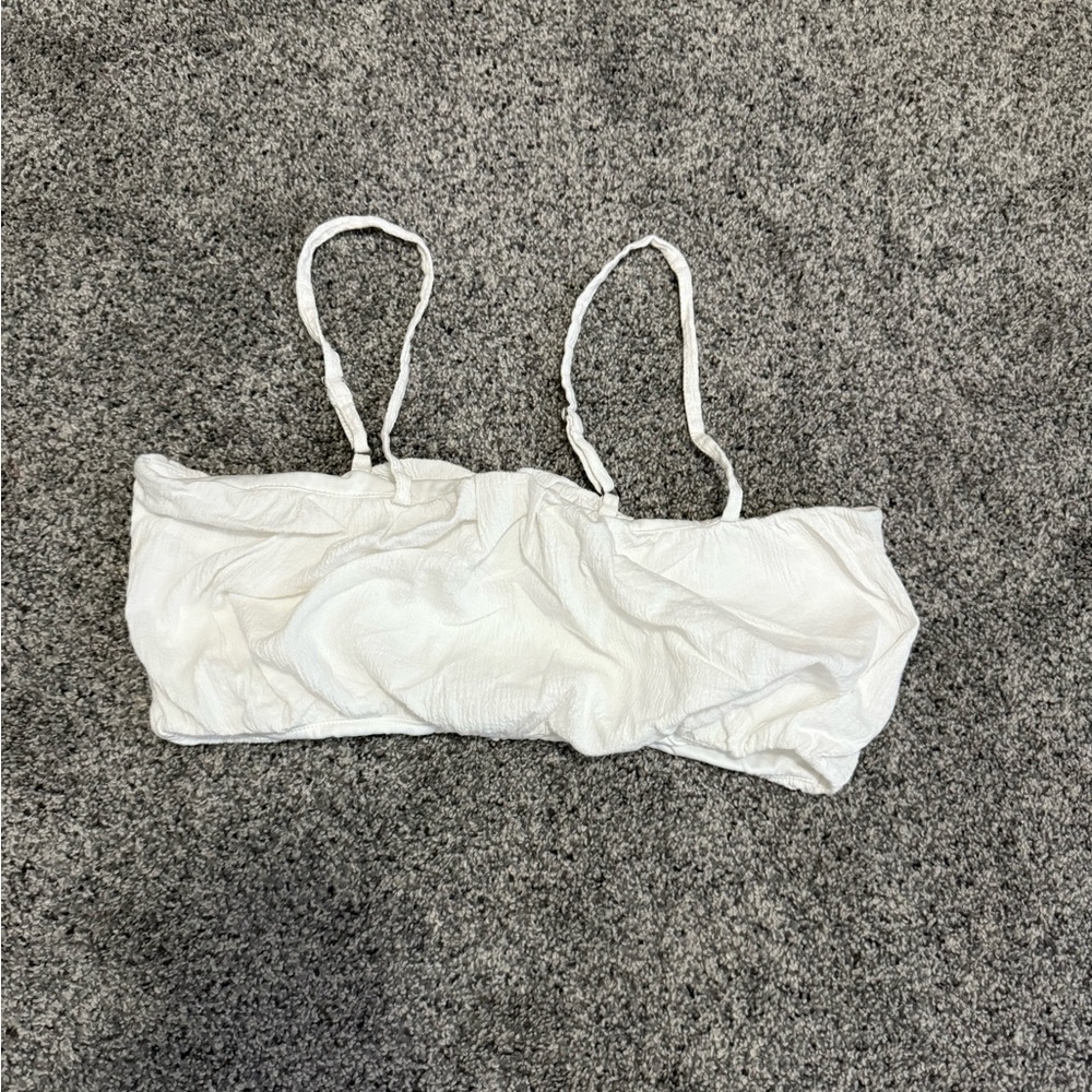 Wild Fable White Ruched Crop Top
